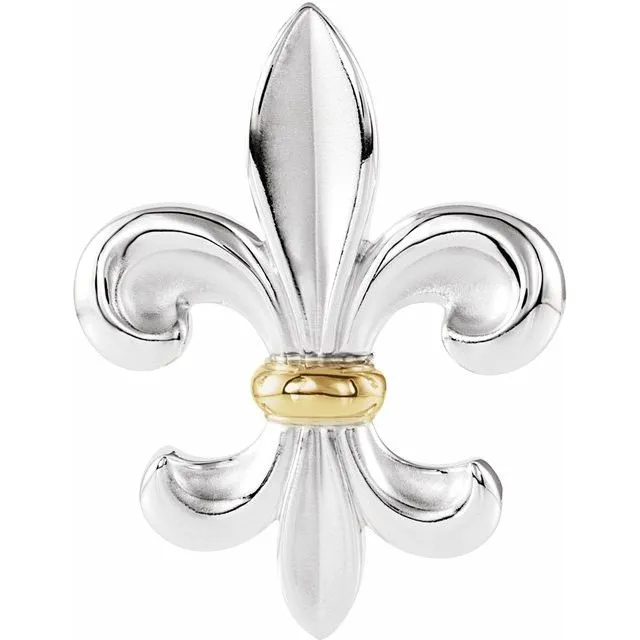 TreasureFineJewelers Necklaces Sterling Silver 14K Yellow Gold Fleurdelis Pendant TreasureFineJewelers Necklaces Sterling Silver 14K Yellow Gold Fleurdelis Pendant