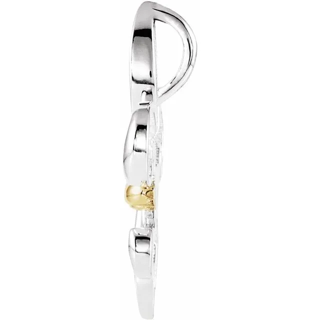TreasureFineJewelers Necklaces Sterling Silver 14K Yellow Gold Fleurdelis Pendant