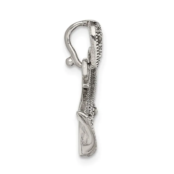 TreasureFineJewelers Necklaces Sterling Silver Antiqued Marcasite Trumpet Pendant