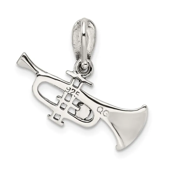 TreasureFineJewelers Necklaces Sterling Silver Antiqued Marcasite Trumpet Pendant
