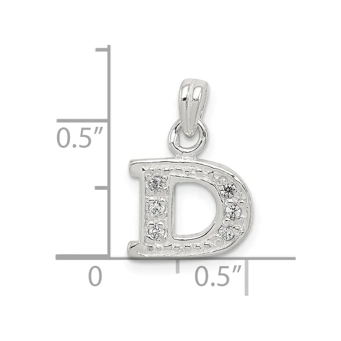 TreasureFineJewelers Necklaces Sterling Silver CZ Letter D Initial Pendant