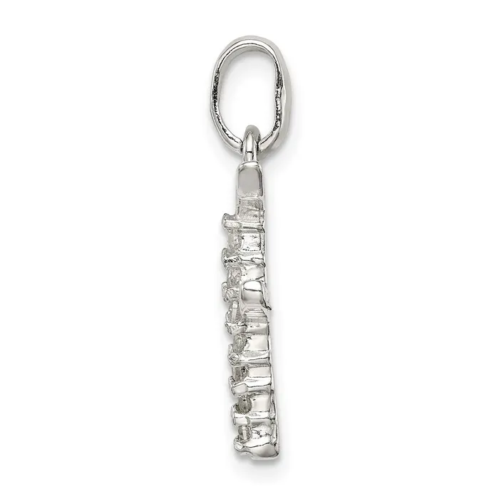 TreasureFineJewelers Necklaces Sterling Silver CZ Letter F Initial Pendant