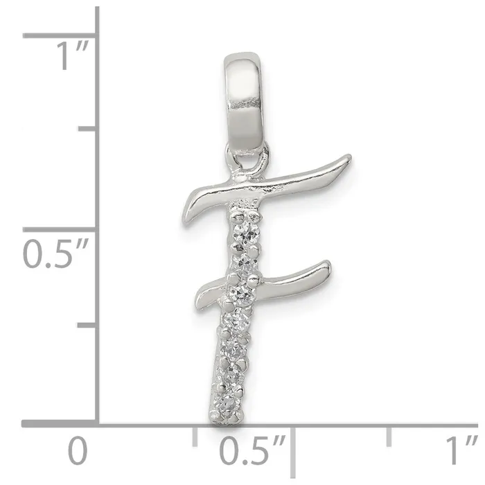 TreasureFineJewelers Necklaces Sterling Silver CZ Letter F Initial Pendant