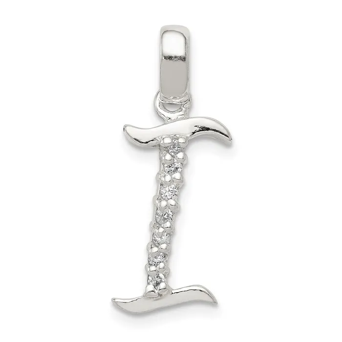 TreasureFineJewelers Necklaces Sterling Silver CZ Letter I Initial Pendant TreasureFineJewelers Necklaces Sterling Silver CZ Letter I Initial Pendant