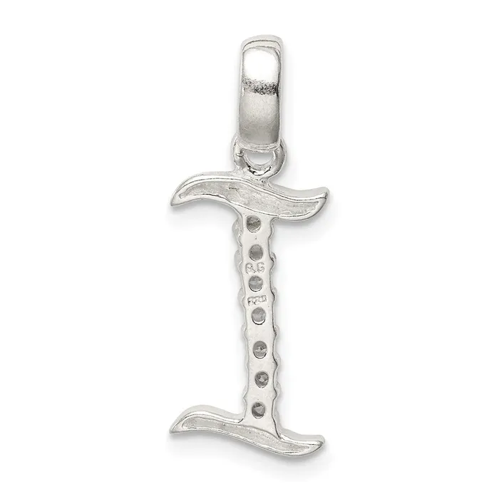 TreasureFineJewelers Necklaces Sterling Silver CZ Letter I Initial Pendant