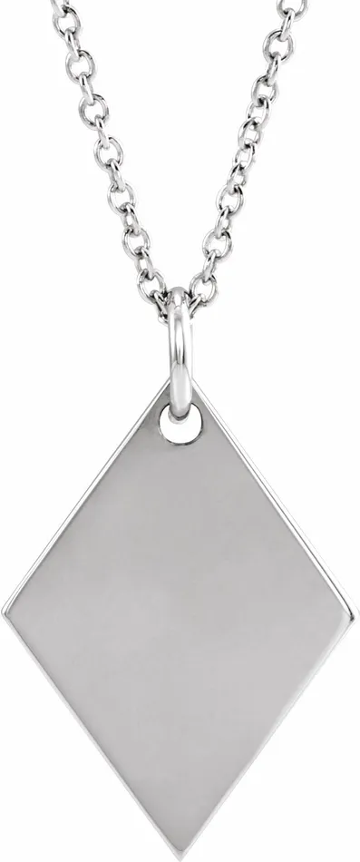 TreasureFineJewelers Necklaces Sterling Silver Engravable DiamondShaped 1618 Necklace TreasureFineJewelers Necklaces Sterling Silver Engravable DiamondShaped 1618 Necklace