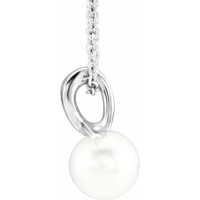 TreasureFineJewelers Necklaces Sterling Silver Freshwater Cultured Pearl Bypass 1618 Necklace