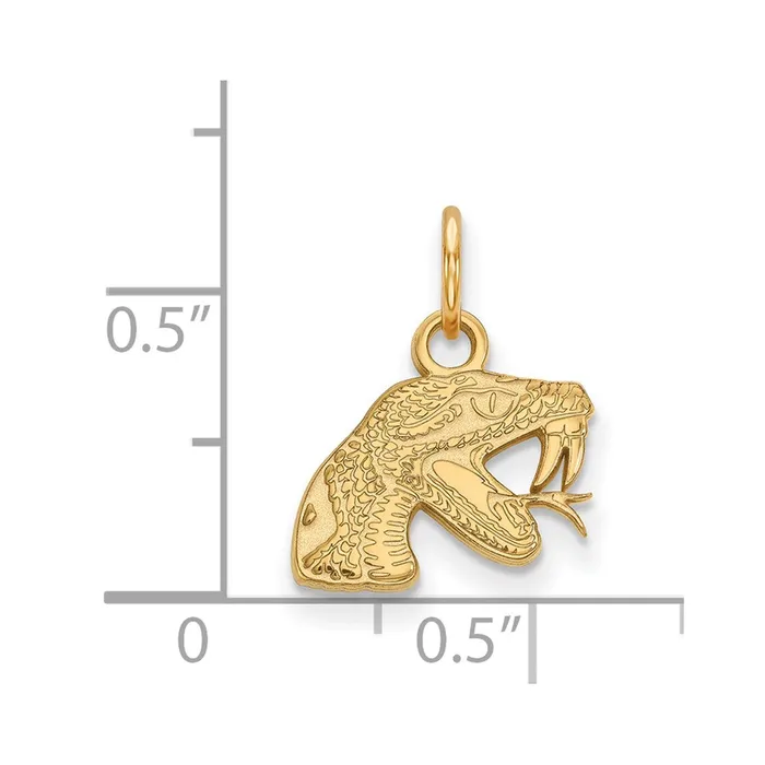 TreasureFineJewelers Necklaces Sterling Silver Goldplated Florida A and M University Rattler Extra Small Pendant