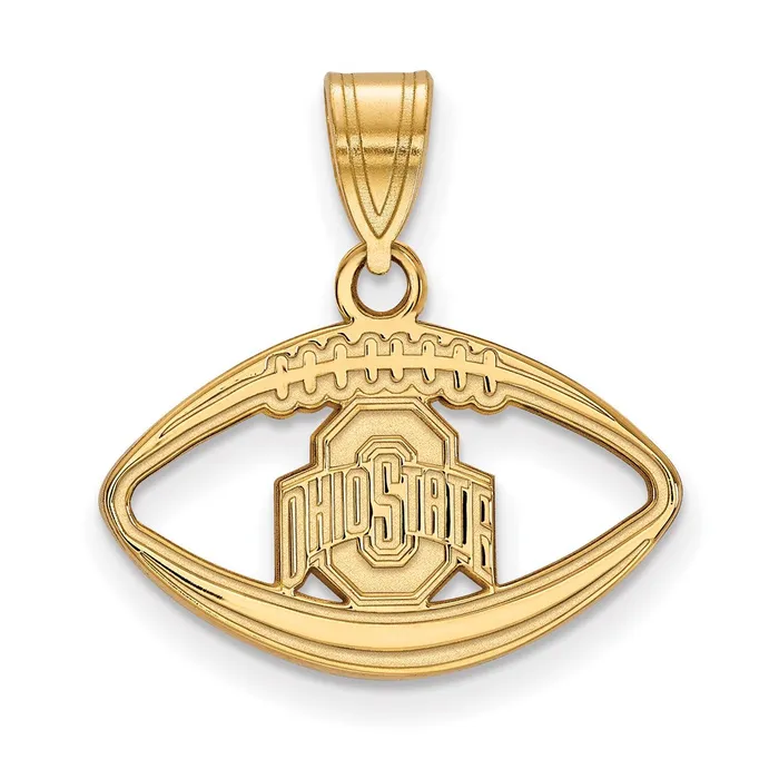 TreasureFineJewelers Necklaces Sterling Silver Goldplated The Ohio State University Football Pendant TreasureFineJewelers Necklaces Sterling Silver Goldplated The Ohio State University Football Pendant