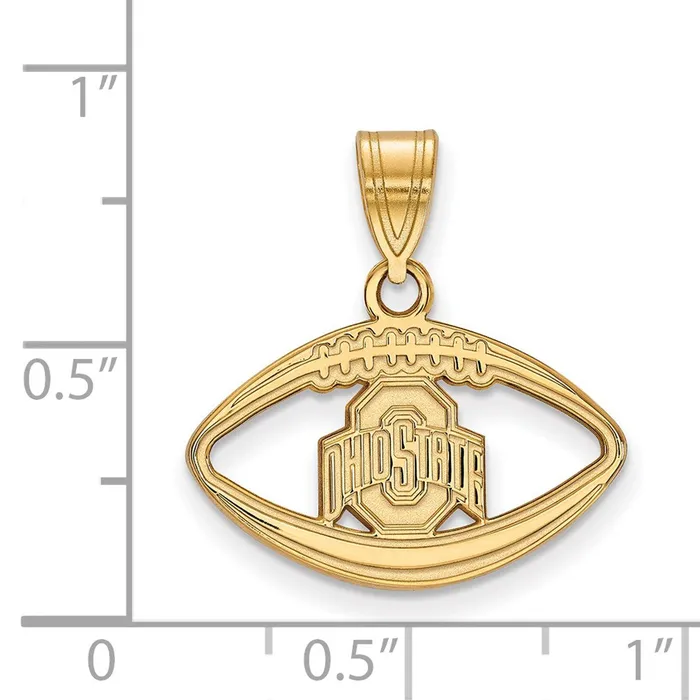 TreasureFineJewelers Necklaces Sterling Silver Goldplated The Ohio State University Football Pendant