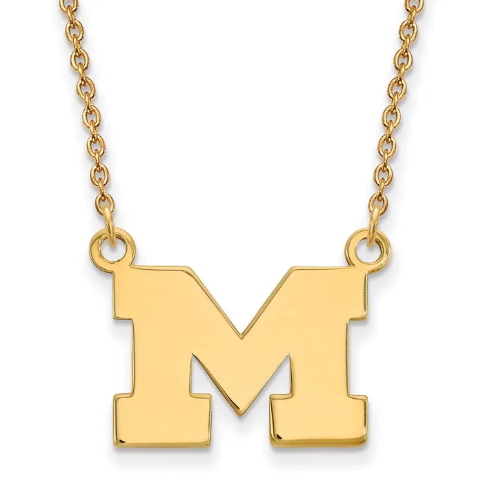 TreasureFineJewelers Necklaces Sterling Silver Goldplated University of Michigan Letter M Small Pendant 18 inch Necklace TreasureFineJewelers Necklaces Sterling Silver Goldplated University of Michigan Letter M Small Pendant 18 inch Necklace