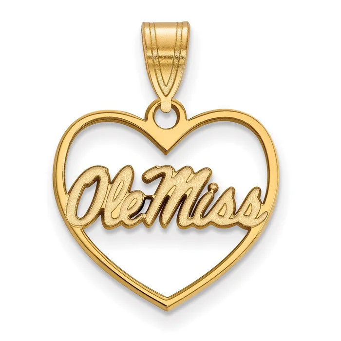 TreasureFineJewelers Necklaces Sterling Silver Goldplated University of Mississippi Ole Miss Heart Pendant TreasureFineJewelers Necklaces Sterling Silver Goldplated University of Mississippi Ole Miss Heart Pendant