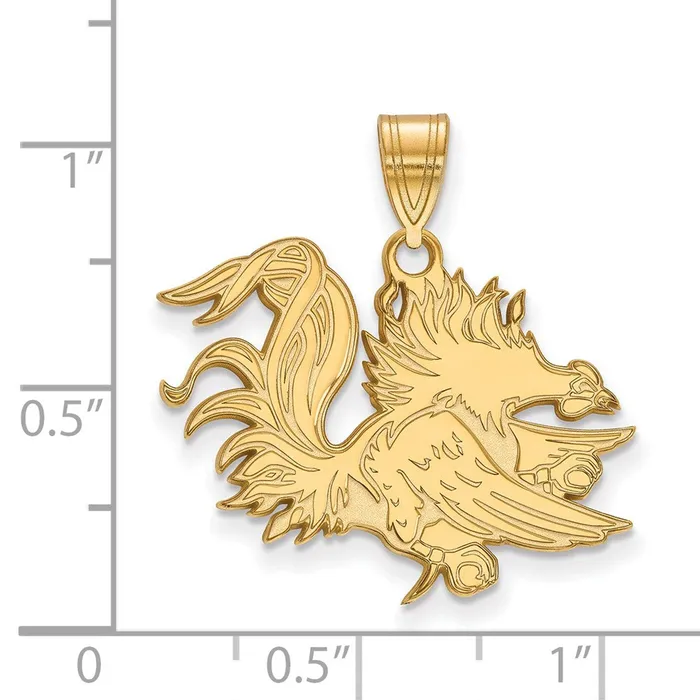 TreasureFineJewelers Necklaces Sterling Silver Goldplated University of South Carolina Gamecock Large Pendant