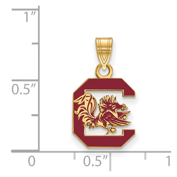 TreasureFineJewelers Necklaces Sterling Silver Goldplated University of South Carolina Medium Enameled Pendant