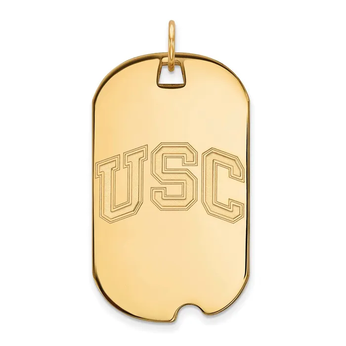 TreasureFineJewelers Necklaces Sterling Silver Goldplated University of Southern California USC Large Dog Tag Pendant TreasureFineJewelers Necklaces Sterling Silver Goldplated University of Southern California USC Large Dog Tag Pendant