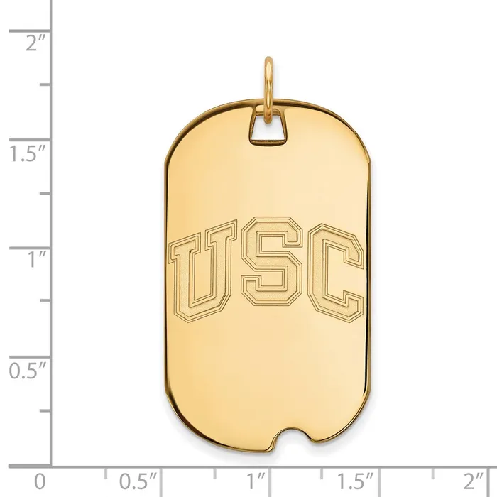 TreasureFineJewelers Necklaces Sterling Silver Goldplated University of Southern California USC Large Dog Tag Pendant