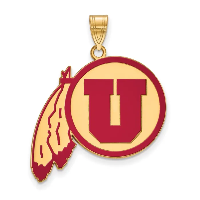 TreasureFineJewelers Necklaces Sterling Silver Goldplated University of Utah Extra Large Enameled Pendant TreasureFineJewelers Necklaces Sterling Silver Goldplated University of Utah Extra Large Enameled Pendant