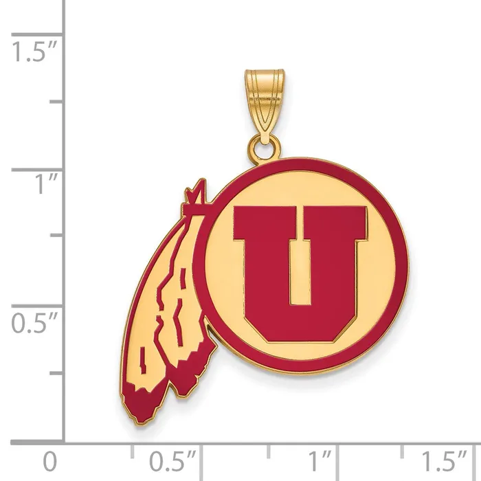 TreasureFineJewelers Necklaces Sterling Silver Goldplated University of Utah Extra Large Enameled Pendant