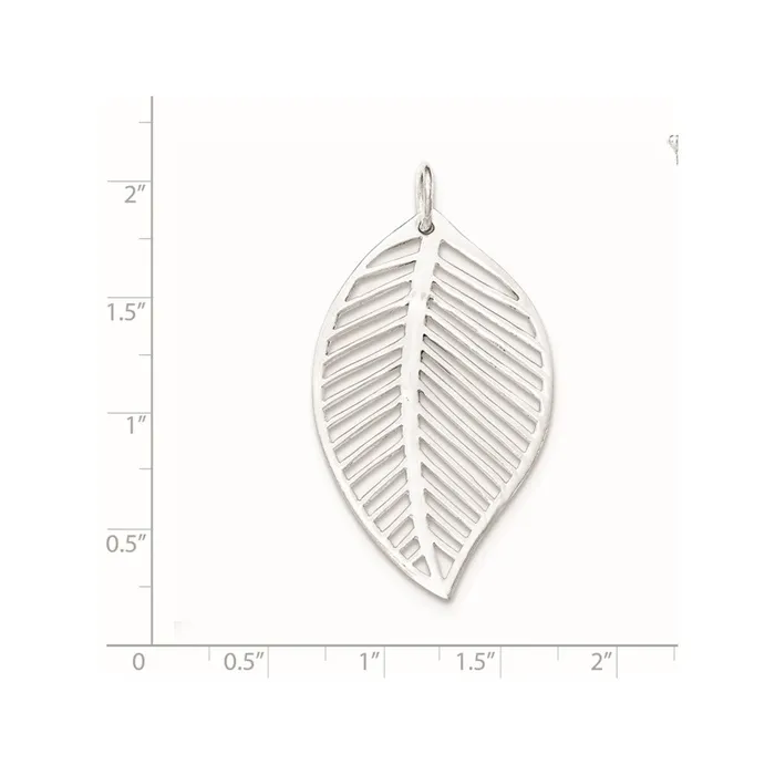 TreasureFineJewelers Necklaces Sterling Silver Leaf Pendant