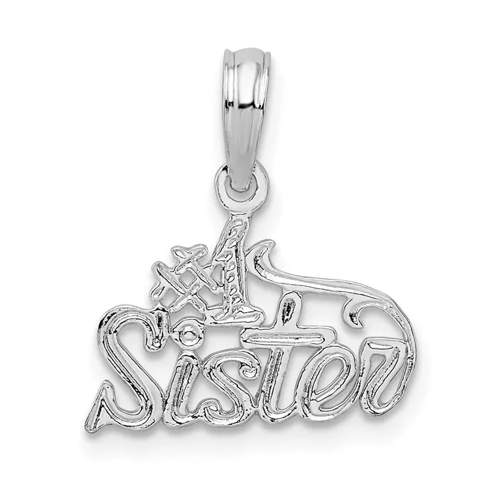 TreasureFineJewelers Necklaces Sterling Silver Polished 1 SISTER Pendant