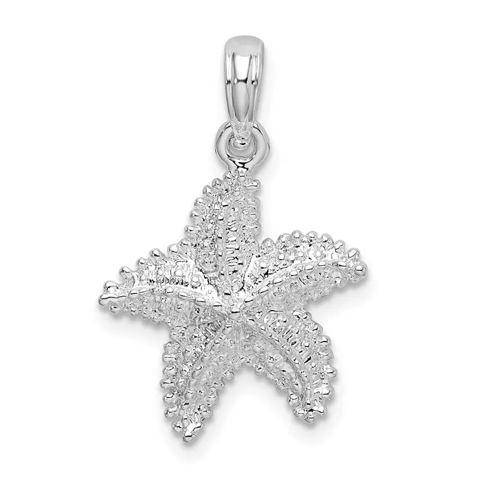 TreasureFineJewelers Necklaces Sterling Silver Polished Beaded Starfish Pendant TreasureFineJewelers Necklaces Sterling Silver Polished Beaded Starfish Pendant
