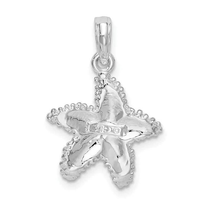 TreasureFineJewelers Necklaces Sterling Silver Polished Beaded Starfish Pendant