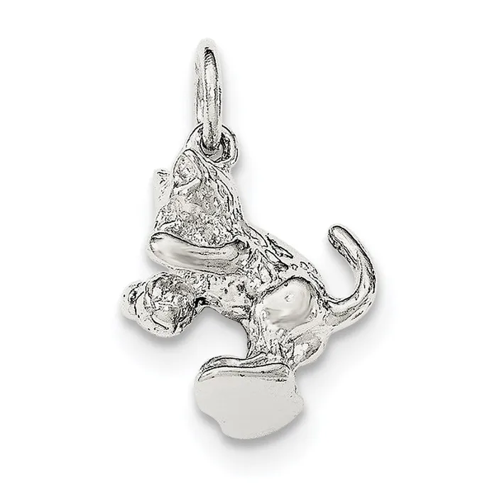 TreasureFineJewelers Necklaces Sterling Silver Polished Cat Playing with Ball Pendant TreasureFineJewelers Necklaces Sterling Silver Polished Cat Playing with Ball Pendant