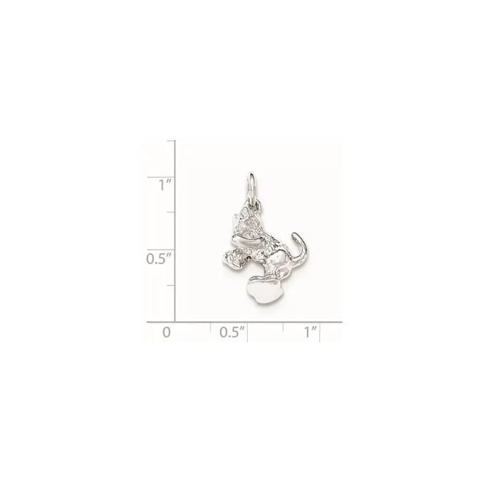 TreasureFineJewelers Necklaces Sterling Silver Polished Cat Playing with Ball Pendant