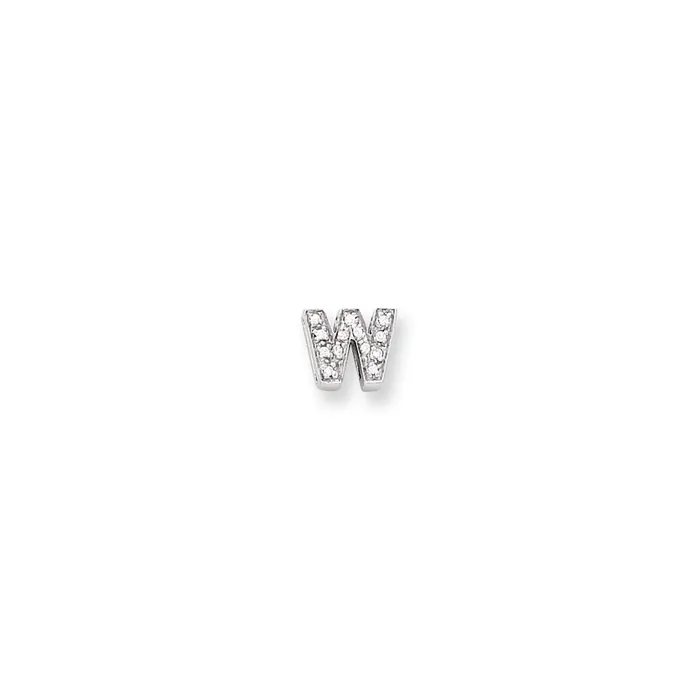 TreasureFineJewelers Necklaces Sterling Silver Polished CZ Initial W Slide TreasureFineJewelers Necklaces Sterling Silver Polished CZ Initial W Slide