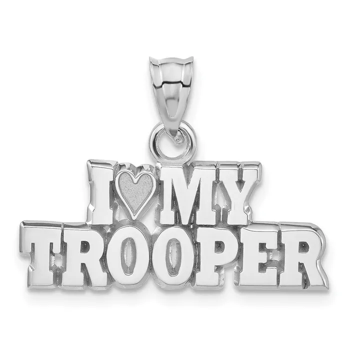 TreasureFineJewelers Necklaces Sterling Silver Polished I Heart My Trooper Pendant TreasureFineJewelers Necklaces Sterling Silver Polished I Heart My Trooper Pendant