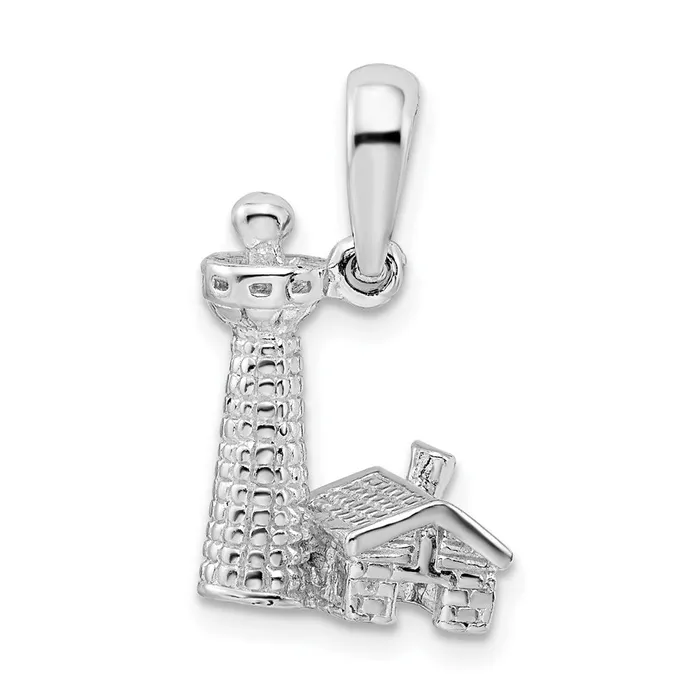 TreasureFineJewelers Necklaces Sterling Silver PolishedTextured 3D Lighthouse Pendant TreasureFineJewelers Necklaces Sterling Silver PolishedTextured 3D Lighthouse Pendant