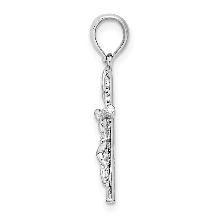 TreasureFineJewelers Necklaces Sterling Silver Polished Thin Crucifix Pendant
