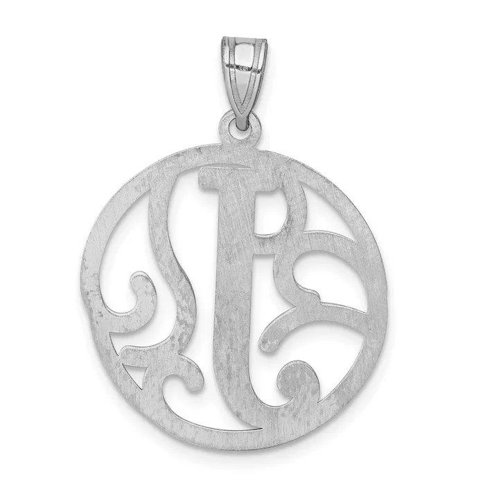 TreasureFineJewelers Necklaces Sterling Silver Rhodiumplated Fancy Script Letter J Initial Pendant
