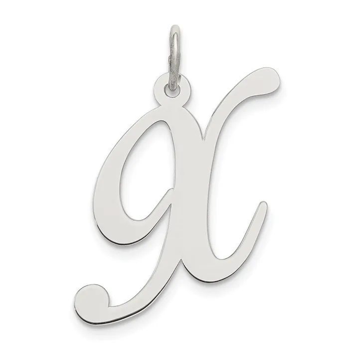 TreasureFineJewelers Necklaces Sterling Silver Rhodiumplated Fancy Script Letter X Initial Charm TreasureFineJewelers Necklaces Sterling Silver Rhodiumplated Fancy Script Letter X Initial Charm