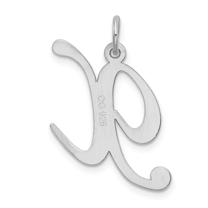 TreasureFineJewelers Necklaces Sterling Silver Rhodiumplated Fancy Script Letter X Initial Charm