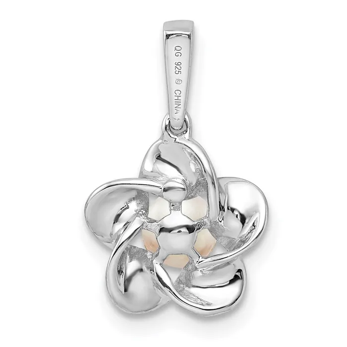 TreasureFineJewelers Necklaces Sterling Silver Rhodiumplated Floral FWC Pearl Pendant