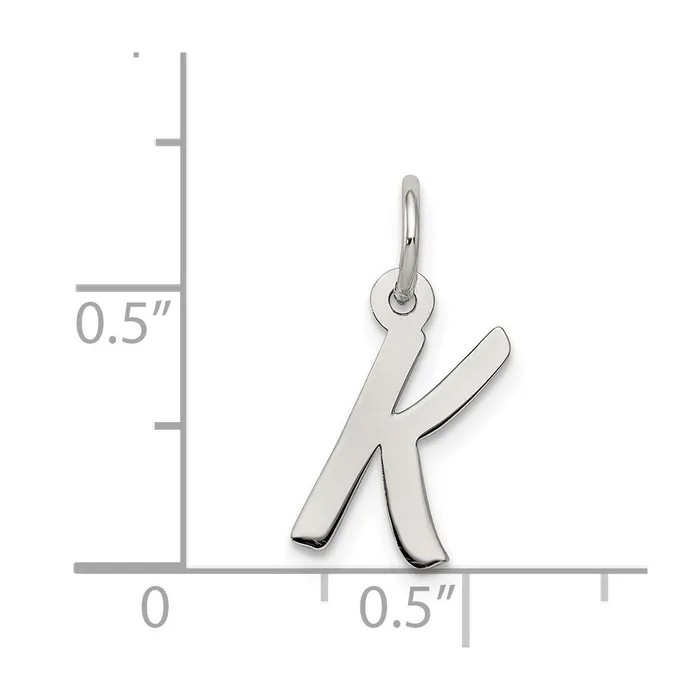 TreasureFineJewelers Necklaces Sterling Silver Rhodiumplated Letter K Initial Charm