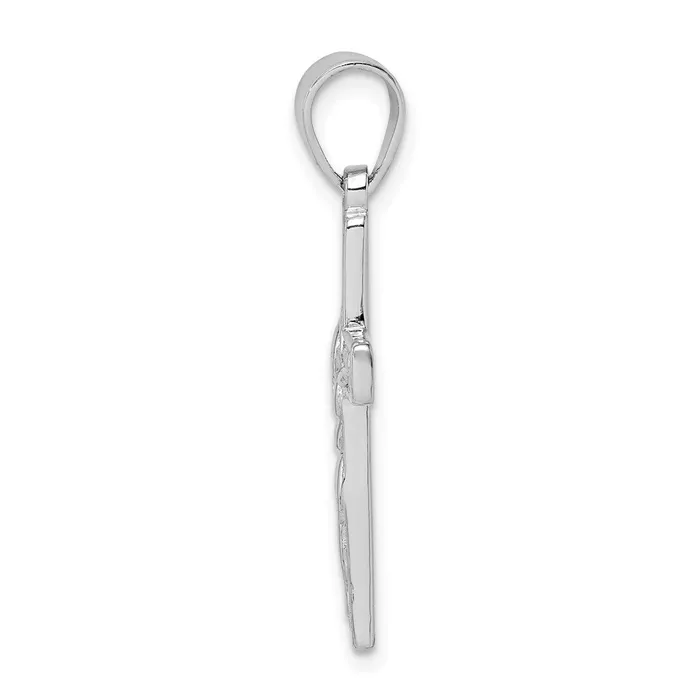 TreasureFineJewelers Necklaces Sterling Silver Rhodiumplated Polished Crucifix Pendant