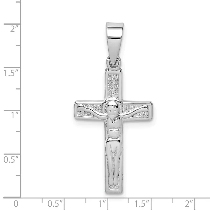 TreasureFineJewelers Necklaces Sterling Silver Rhodiumplated Polished Crucifix Pendant