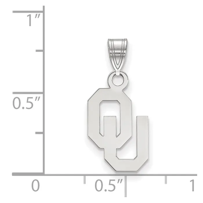TreasureFineJewelers Necklaces Sterling Silver Rhodiumplated University of Oklahoma OU Small Pendant