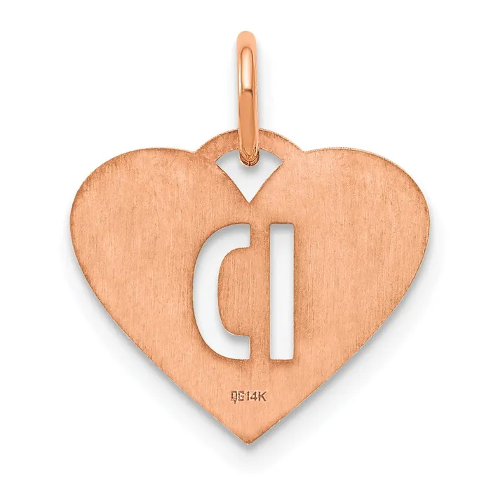 TreasureFineJewelers Necklaces Sterling Silver Roseplated Heart Letter D Initial Charm