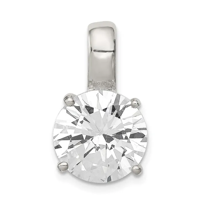TreasureFineJewelers Necklaces Sterling Silver Round CZ Pendant