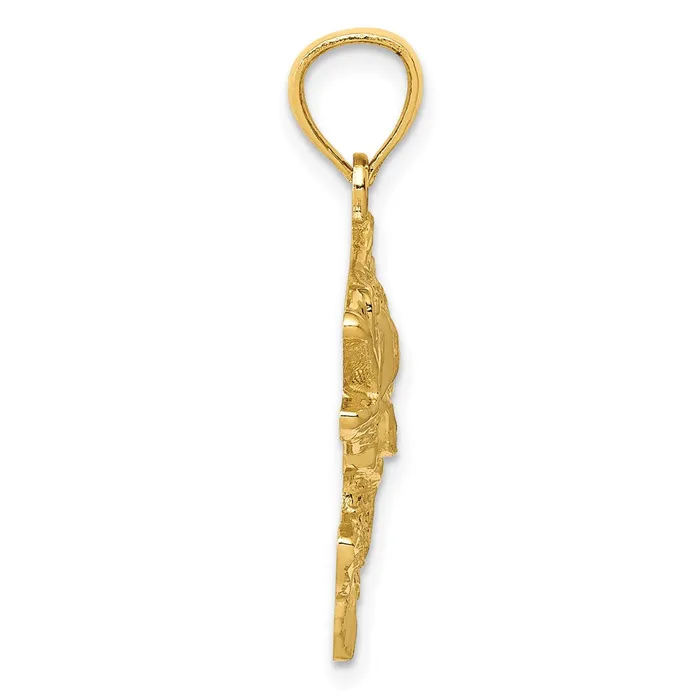 TreasureFineJewelers PreStyled Sets 14k Gold Polished Textured Bass Pendant