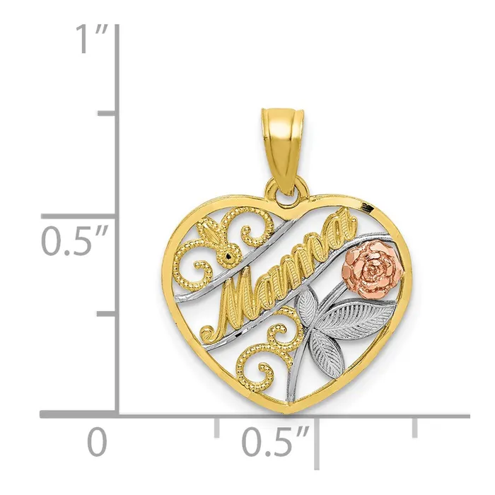 TreasureFineJewelers Rings 10K TwoTone WWhite Rhodium DC MAMA Pendant