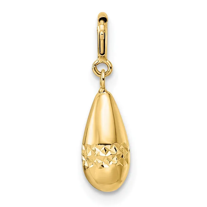 TreasureFineJewelers Rings 14K Polished Diamondcut Teardrop w Spring Ring Clasp Charm