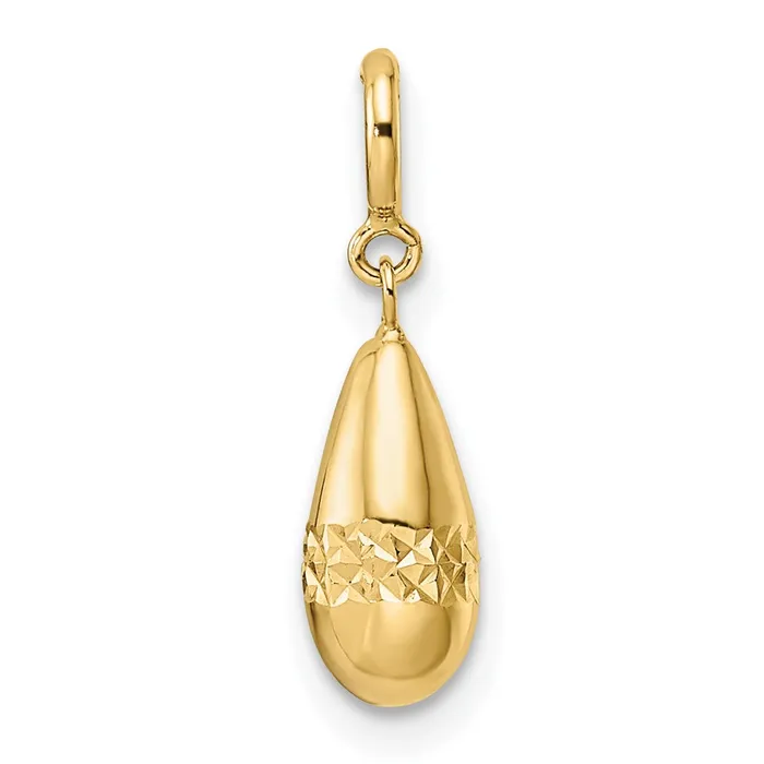 TreasureFineJewelers Rings 14K Polished Diamondcut Teardrop w Spring Ring Clasp Charm