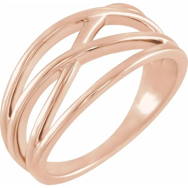TreasureFineJewelers Rings 14K Rose 102 mm CrissCross Ring