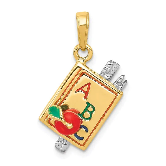 TreasureFineJewelers Rings 14k Twotone 3D Enameled ABC School Book Pendant