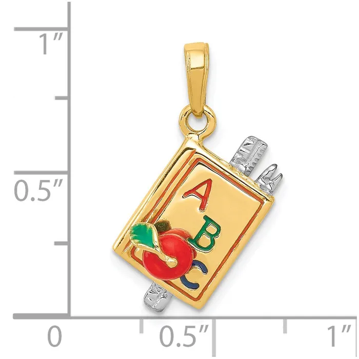 TreasureFineJewelers Rings 14k Twotone 3D Enameled ABC School Book Pendant