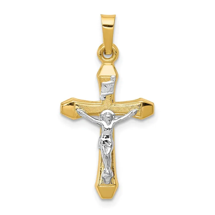 TreasureFineJewelers Rings 14k Twotone INRI Hollow Crucifix Pendant